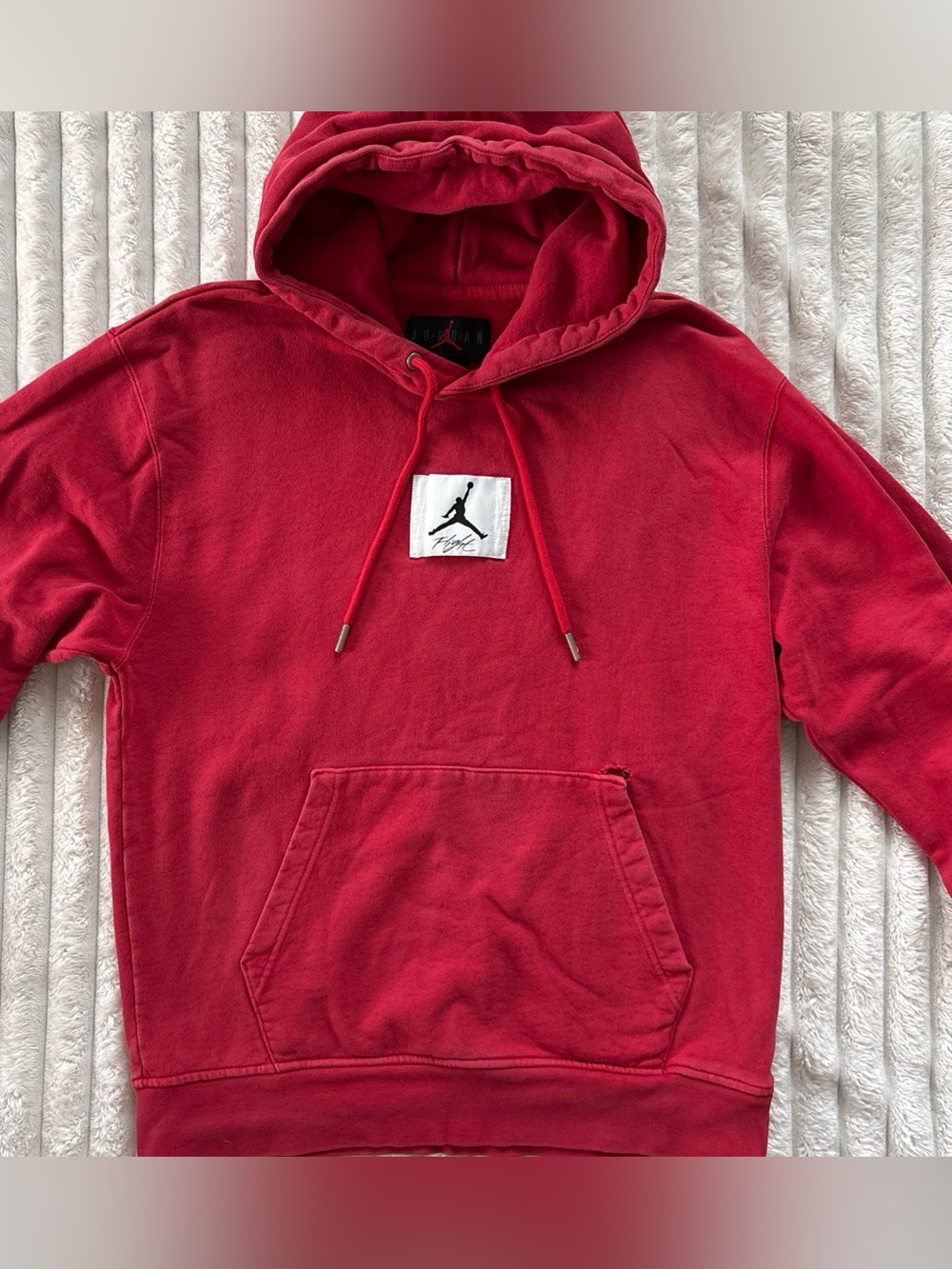 Jordan Flight Essentials Washed Red Hoodie Mens Small Air Jumpman Stitched Patch
